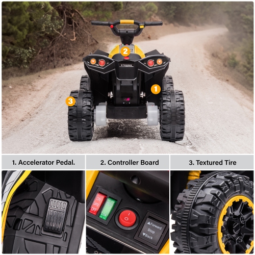 Voltz Toys ATV Ride-On Toy Car for Kids, 12V Off-Road Battery Powered Electric Truck with LED Lights, High/Low Speeds, MP3 Player