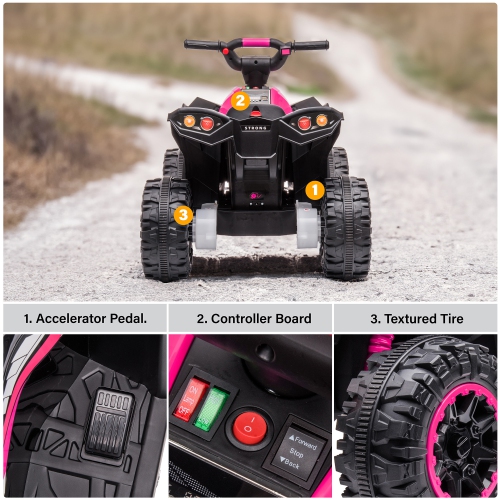 Voltz Toys – jouet porteur VTT pour enfants, camion électrique tout-terrain alimenté par piles 12&nbsp;V avec voyants DEL, vitesses élevées/basses,