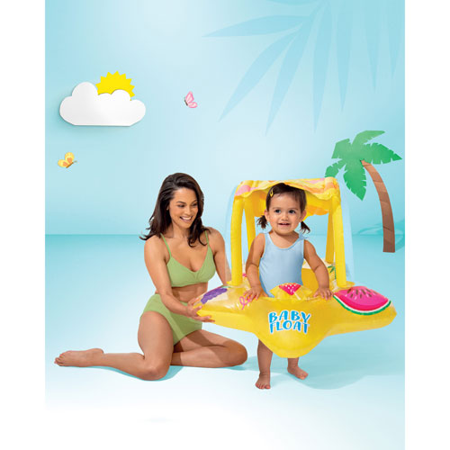 Intex Inflatable Kiddie Float with Sunshade - Yellow
