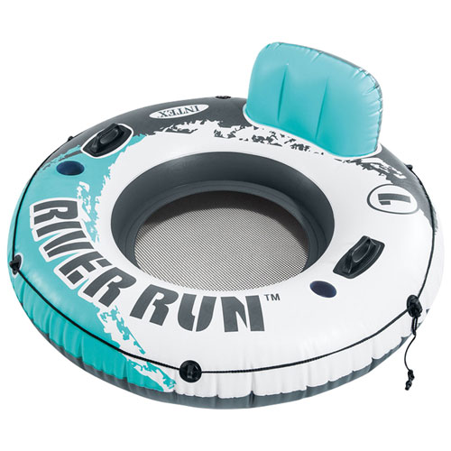 Intex River Run 1 Inflatable Tube with Backrest & Cup Holders - Aqua Blue