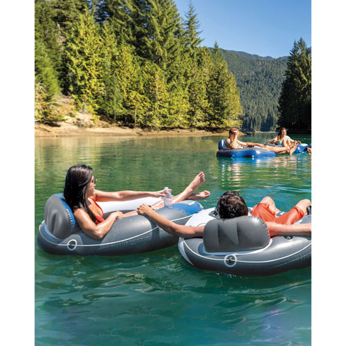 Intex River Run 1 Inflatable Tube with Backrest & Cup Holders - Aqua Blue