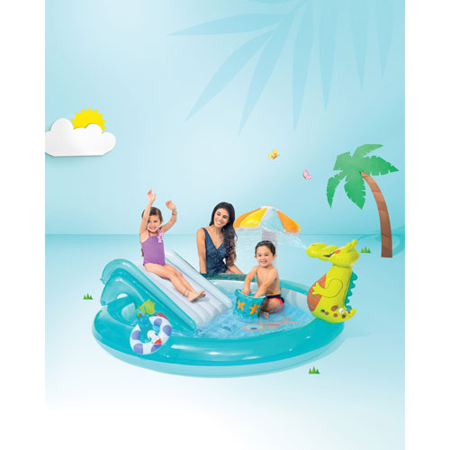 Intex Gator Inflatable Play Centre with Pool, Slide & Water Sprayer