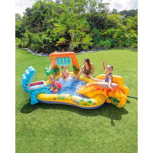 Intex Dinosaur Inflatable Play Centre with Water Sprayer, Slide & Waterfall