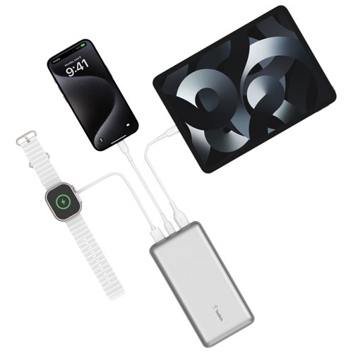 Belkin BoostCharge 20000 mAh USB-A/USB-C Power Bank - Silver