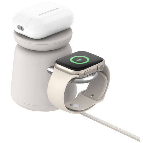 Belkin BoostCharge Pro 2-in-1 Wireless Charging Dock with MagSafe for iPhone & Apple Watch - Sand