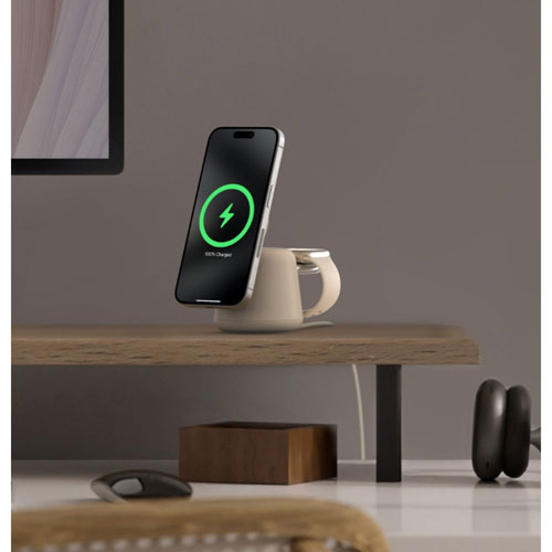 Belkin BoostCharge Pro 2-in-1 Wireless Charging Dock with MagSafe for iPhone & Apple Watch - Sand