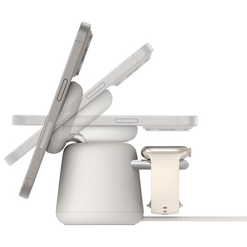 Belkin BoostCharge Pro 2-in-1 Wireless Charging Dock with MagSafe for iPhone & Apple Watch - Sand