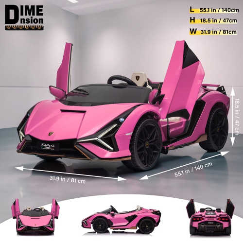 Voltz Toys Ride-on Car for Kids, 24V Lamborghini SIAN, 4WD Battery Powered Electric Car with Remote Control, EVA Wheels, Open Doors, Storage, Leather