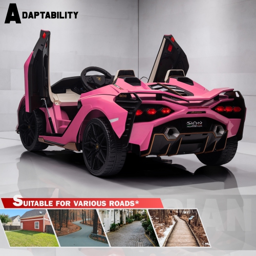 Voltz Toys Ride-on Car for Kids, 24V Lamborghini SIAN, 4WD Battery Powered Electric Car with Remote Control, EVA Wheels, Open Doors, Storage, Leather