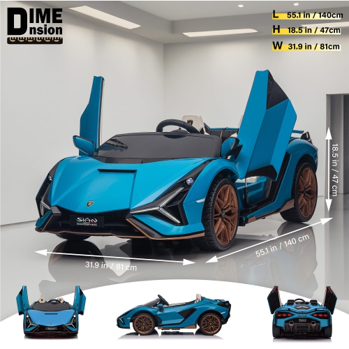 Voltz Toys Ride-on Car for Kids, 24V Lamborghini SIAN, 4WD Battery Powered Electric Car with Remote Control, EVA Wheels, Open Doors, Storage, Leather