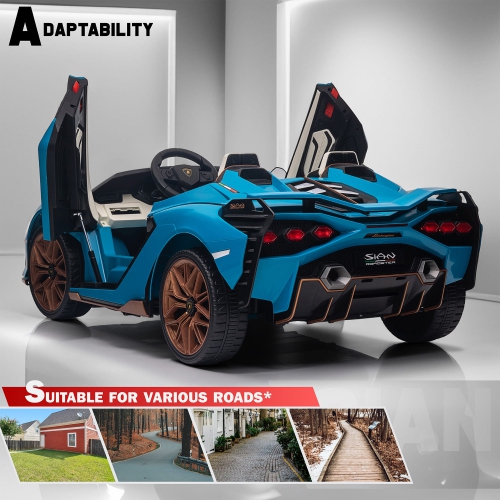 Voltz Toys Ride-on Car for Kids, 24V Lamborghini SIAN, 4WD Battery Powered Electric Car with Remote Control, EVA Wheels, Open Doors, Storage, Leather