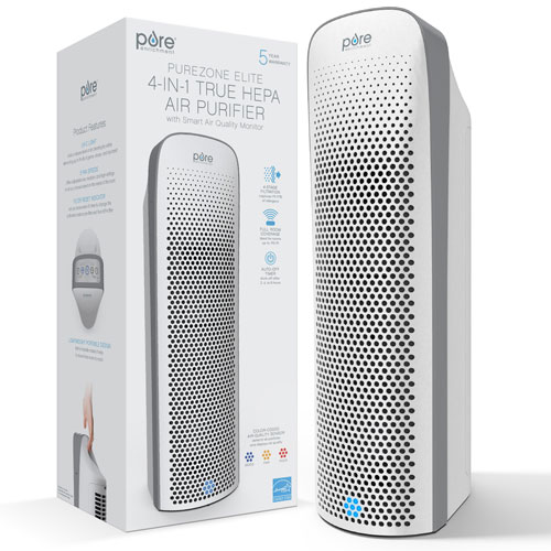 Purificateur d'air 4-en-1 PureZone Elite de Pure Enrichment avec filtre HEPA - Blanc