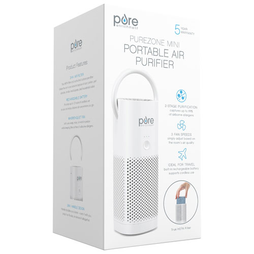Purificateur d'air portatif PureZone de Pure Enrichment avec filtre HEPA - Blanc