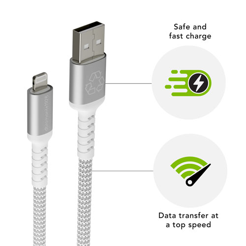 dbramante1928 2.5m USB-A to Lightning Braided Cable (DB-CB25ALGRU510) - White