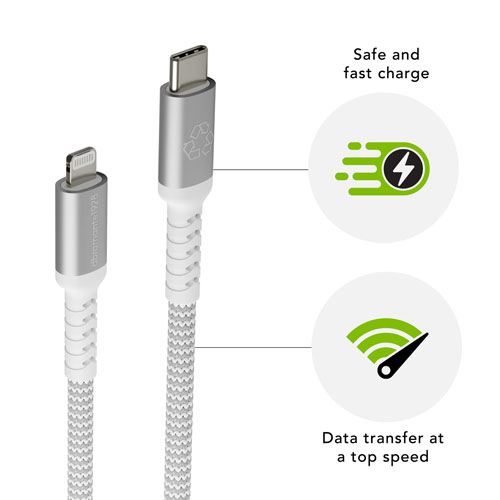 dbramante1928 1.2m USB-C to Lightning Braided Cable (DB-CB12CLGRU508) - White