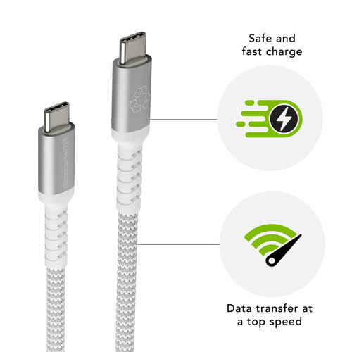 dbramante1928 2.5m USB-C to USB-C Braided Cable (DB-CB25CCGRU511) - White