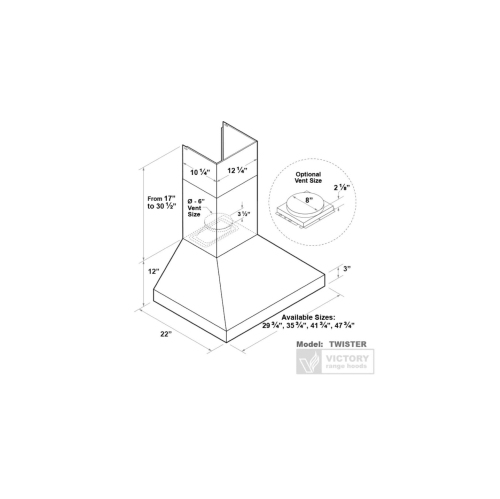 Victory 36 Inch 750 CFM Wall Mount Range Hood in Stainless Steel