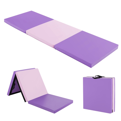 GYMAX  Tri-Fold Folding Exercise Mat 6 Ft X 2 Ft Portable Gymnastics Tumbling Yoga