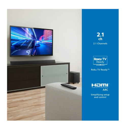 Philips B5306 2.1-Channel Soundbar with Wireless Subwoofer - Open Box