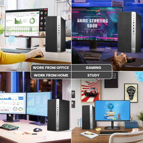 Refurbished - HP Gaming Computers EliteDesk Windows 11 Pro Desktop Tower/ GeForce RTX 3050 6GB HDMI/ Intel Hexa-Core i5 CPU/ 32GB RAM/ 2TB NVMe SSD/