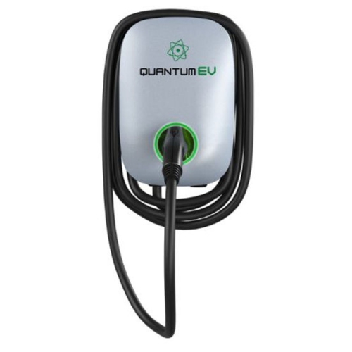 Silver Quantum Charge 48 Amp AC EV Fast Charger Level 2, 18Ft Cable, Indoor/Outdoor Use, Universal EV Compatibility, Ethernet + 4G + RFIDConnectivity