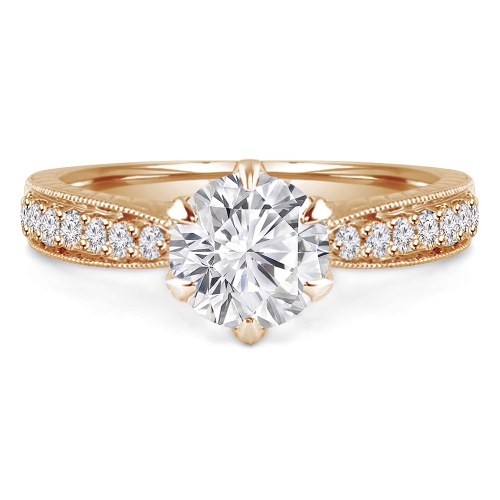 1 1/8 CTW Round Diamond Cathedral 6Prong Vintage Solitaire with