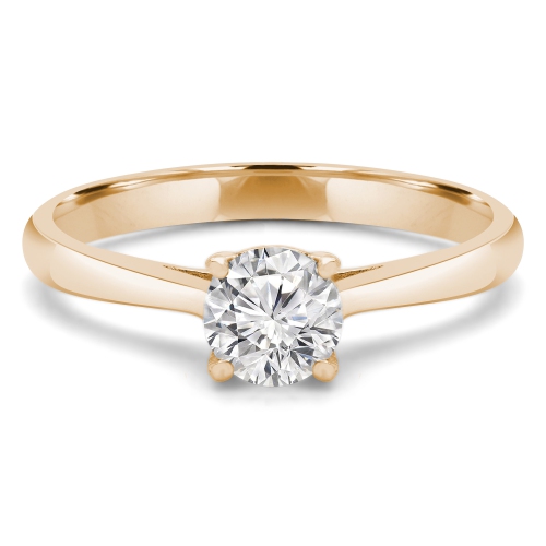 Bague de fiançailles en or jaune 14K ct avec solitaire à 4 griffes et diamants ronds 1/3 ct - taille 4 à 9