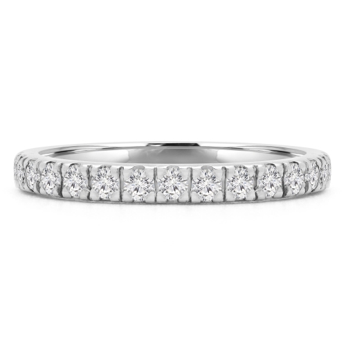 1/3 CTW Round Diamond Semi-Eternity Wedding Band Ring in 14K White Gold - Size 4 to 9