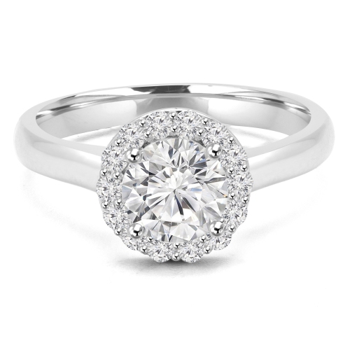 3/4 CTW Round Diamond Open Bridge Cathedral Halo Engagement Ring in 14K White Gold - Size 4 to 9