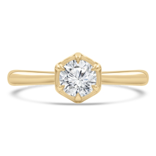 MAJESTY DIAMONDS  1/2 Ct Round Lab Created Diamond 6-Prong Open Bridge Solitaire Engagement Ring In 14K Gold (Md240102) - Size 4 to 9 In Yellow