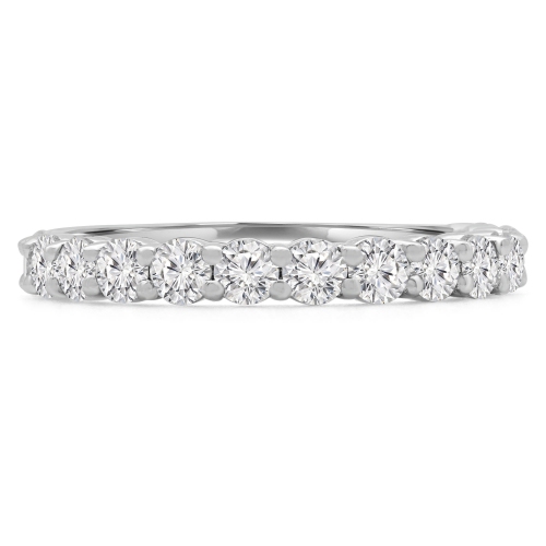 1 1/8 CTW Round Diamond 3/4 Way Shared Prong Semi-Eternity Anniversary Wedding Band Ring in 14K White Gold (MD… - Size 4 to 9