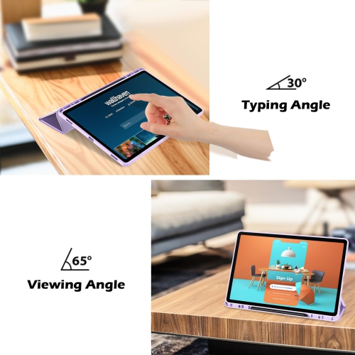 Galaxy Tab S9 FE Plus/S9 FE+ 12.4 Inch 2023(SM-X610/SM-X616B) with S Pen Holder, Smart Cover with Clear Transparent Back and Soft TPU Bumper for