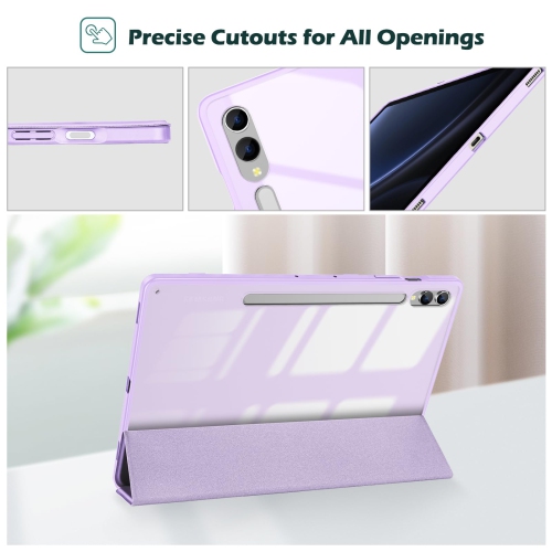 Galaxy Tab S9 FE Plus/S9 FE+ 12.4 Inch 2023(SM-X610/SM-X616B) with S Pen Holder, Smart Cover with Clear Transparent Back and Soft TPU Bumper for