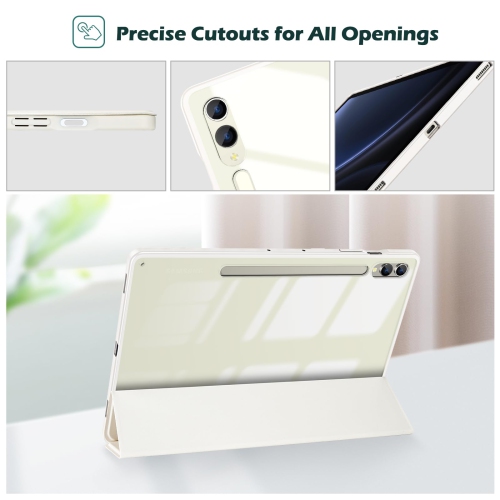 Galaxy Tab S9 FE Plus/S9 FE+ 12.4 Inch 2023(SM-X610/SM-X616B) with S Pen Holder, Smart Cover with Clear Transparent Back and Soft TPU Bumper for