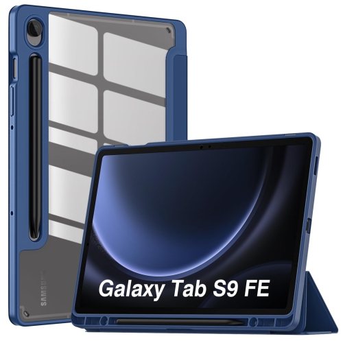 Samsung Galaxy Tab S9 FE 5G 2023 with S Pen Holder, Slim Lightweight Trifold TPU Cover Case with Unique Transparent PC Back Shell for Galaxy Tab S9