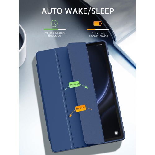 Samsung Galaxy Tab S9 FE 5G 2023 with S Pen Holder, Slim Lightweight Trifold TPU Cover Case with Unique Transparent PC Back Shell for Galaxy Tab S9