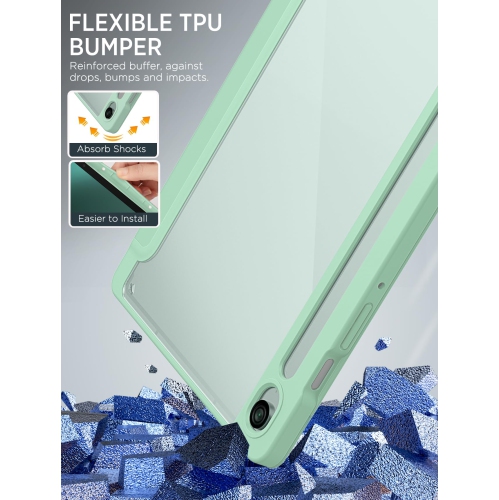 Samsung Galaxy Tab S9 FE 5G 2023 with S Pen Holder, Slim Lightweight Trifold TPU Cover Case with Unique Transparent PC Back Shell for Galaxy Tab S9