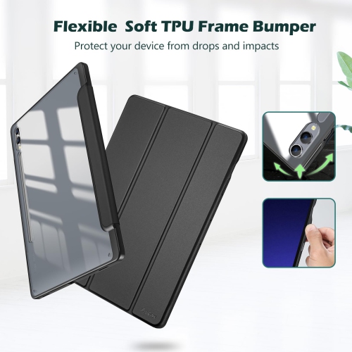 Galaxy Tab S9 FE Plus/S9 FE+ 12.4 Inch 2023(SM-X610/SM-X616B) with S Pen Holder, Smart Cover with Clear Transparent Back and Soft TPU Bumper for