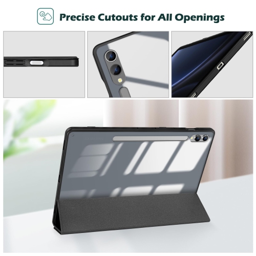 Galaxy Tab S9 FE Plus/S9 FE+ 12.4 Inch 2023(SM-X610/SM-X616B) with S Pen Holder, Smart Cover with Clear Transparent Back and Soft TPU Bumper for