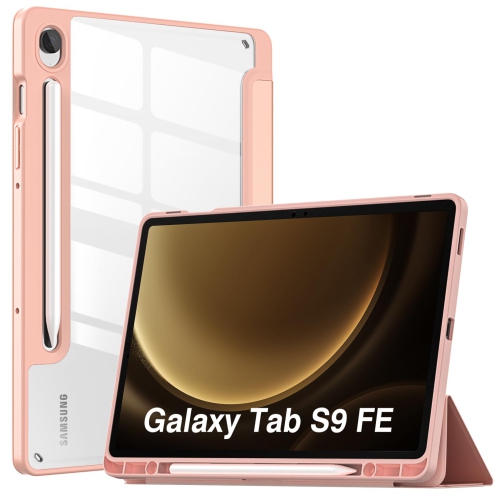 Samsung Galaxy Tab S9 FE 5G 2023 with S Pen Holder, Slim Lightweight Trifold TPU Cover Case with Unique Transparent PC Back Shell for Galaxy Tab S9