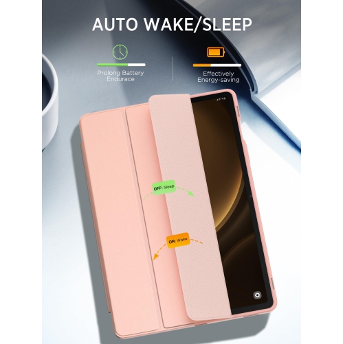 Samsung Galaxy Tab S9 FE 5G 2023 with S Pen Holder, Slim Lightweight Trifold TPU Cover Case with Unique Transparent PC Back Shell for Galaxy Tab S9