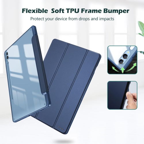Galaxy Tab S9 FE Plus/S9 FE+ 12.4 Inch 2023(SM-X610/SM-X616B) with S Pen Holder, Smart Cover with Clear Transparent Back and Soft TPU Bumper for