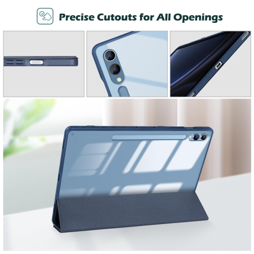 Galaxy Tab S9 FE Plus/S9 FE+ 12.4 Inch 2023(SM-X610/SM-X616B) with S Pen Holder, Smart Cover with Clear Transparent Back and Soft TPU Bumper for