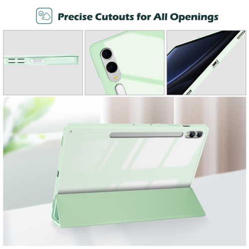 Galaxy Tab S9 FE Plus/S9 FE+ 12.4 Inch 2023(SM-X610/SM-X616B) with S Pen Holder, Smart Cover with Clear Transparent Back and Soft TPU Bumper for