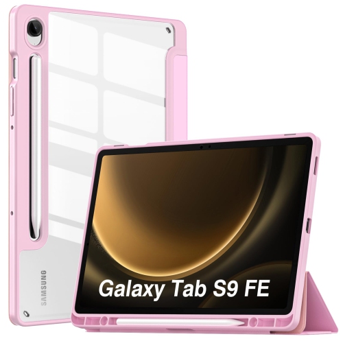 Samsung Galaxy Tab S9 FE 5G 2023 with S Pen Holder, Slim Lightweight Trifold TPU Cover Case with Unique Transparent PC Back Shell for Galaxy Tab S9