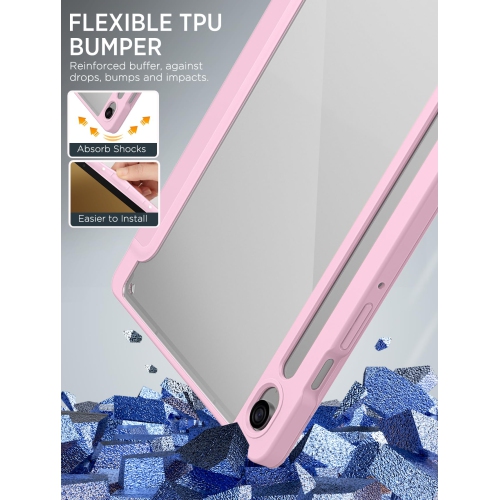 Samsung Galaxy Tab S9 FE 5G 2023 with S Pen Holder, Slim Lightweight Trifold TPU Cover Case with Unique Transparent PC Back Shell for Galaxy Tab S9
