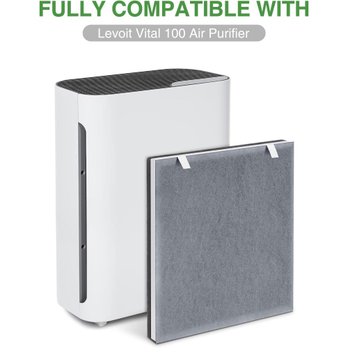 2 Pack Vital 100 True HEPA Replacement Filter Compatible with LEVOIT Vital 100 Air Purifier, 3-in-1 H13 Ture HEPA and High-Efficiency Activated