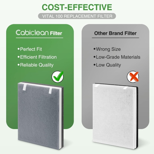 2 Pack Vital 100 True HEPA Replacement Filter Compatible with LEVOIT Vital 100 Air Purifier, 3-in-1 H13 Ture HEPA and High-Efficiency Activated