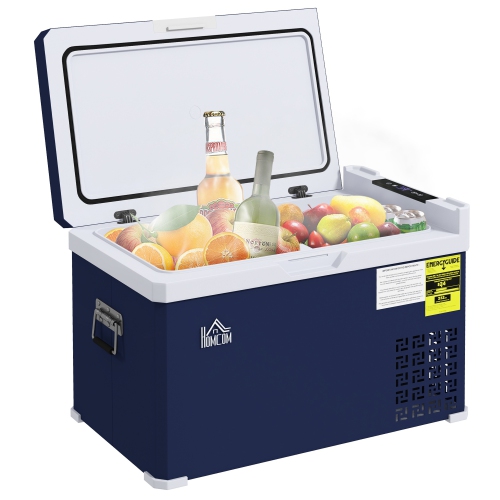 Image 1 de 9.. HOMCOM 12V Dual Zone Car Fridge, 32 Quart Portable Fridge Freezer with Inner LED Light, 12/24V DC and 100V-240V AC, for Campervan RV Boat Travel and