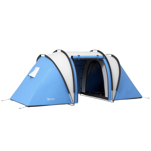 OUTSUNNY  4-5 Person Camping Tent \w 2 Bedrooms, Living Area And Awning, 3000MM Waterproof Large Family Tent, Portable \w Bag, for Fishing Hiking